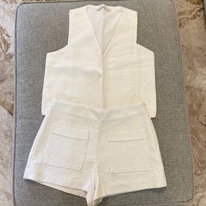 zara trafaluc white shorts and top set